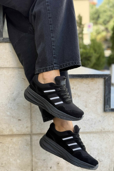 PLATFORM LACING RUNNING WOMEN SNEAKERS BLACK/ E ZEZE - KLAUDIO FASHION