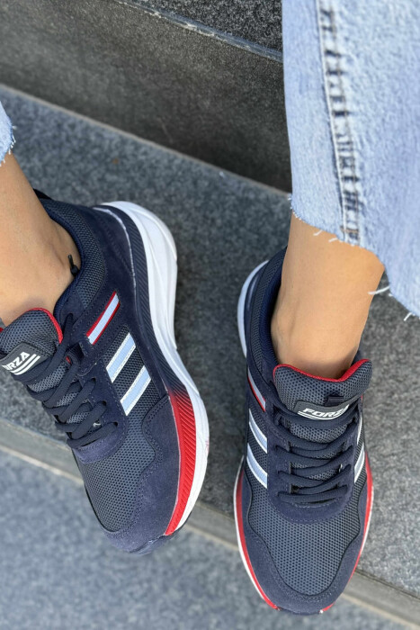 PLATFORM LACING RUNNING WOMEN SNEAKERS BLUE/BLU - 5