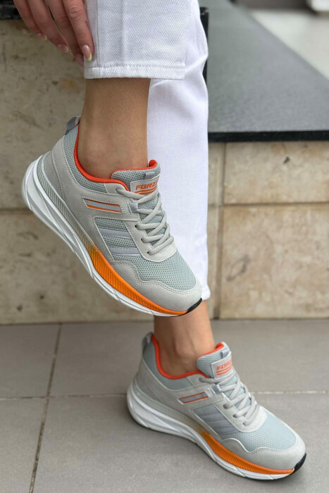 PLATFORM LACING RUNNING WOMEN SNEAKERS LIGHT GREY-ORANGE/GZPO - 2