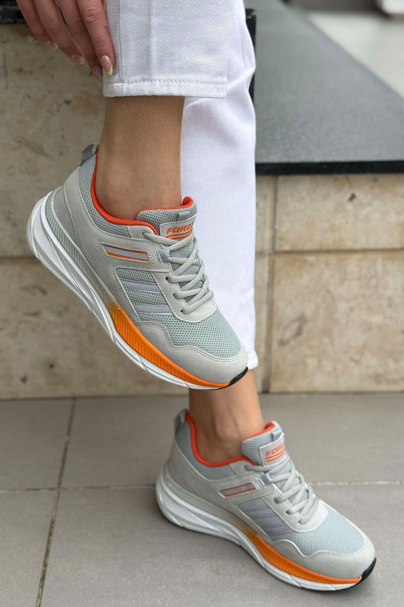PLATFORM LACING RUNNING WOMEN SNEAKERS LIGHT GREY-ORANGE/GZPO - 2
