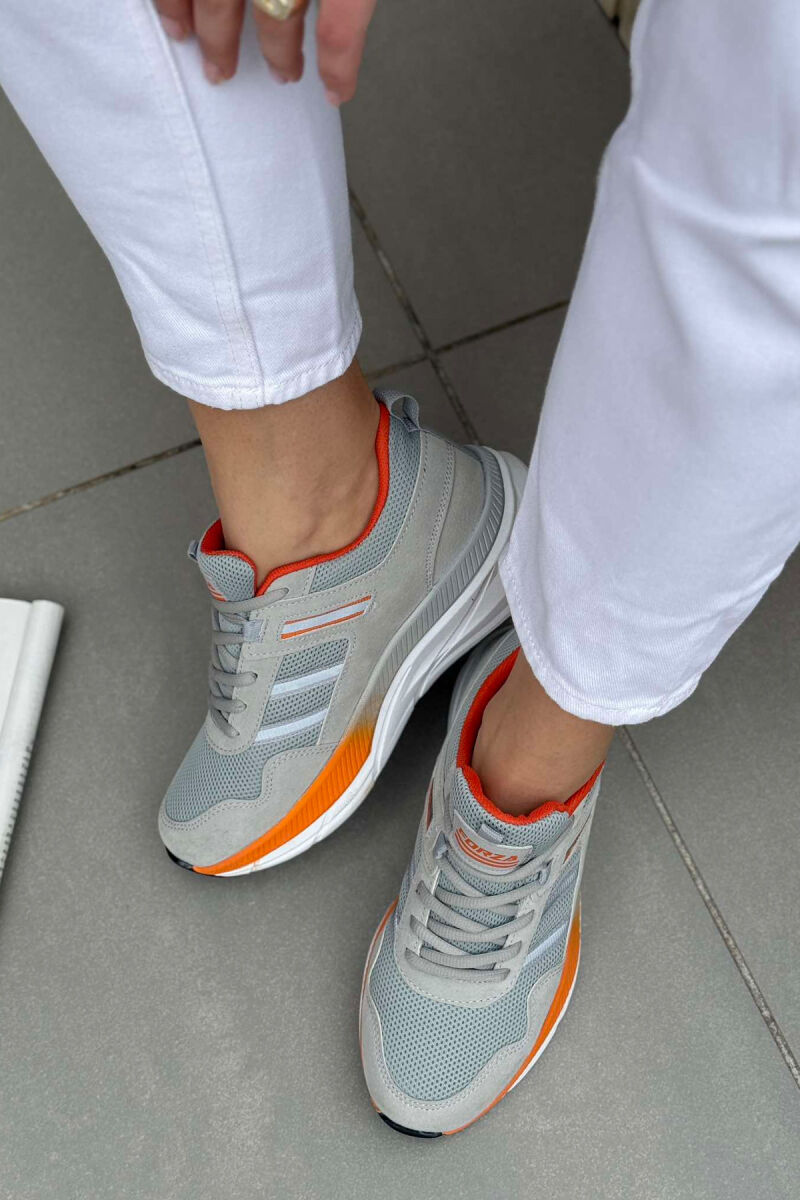 PLATFORM LACING RUNNING WOMEN SNEAKERS LIGHT GREY-ORANGE/GZPO - 3