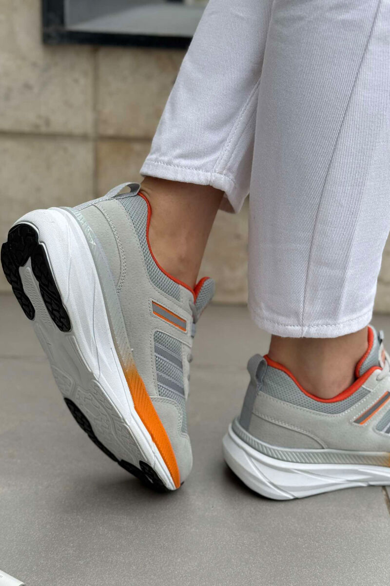 PLATFORM LACING RUNNING WOMEN SNEAKERS LIGHT GREY-ORANGE/GZPO - 4