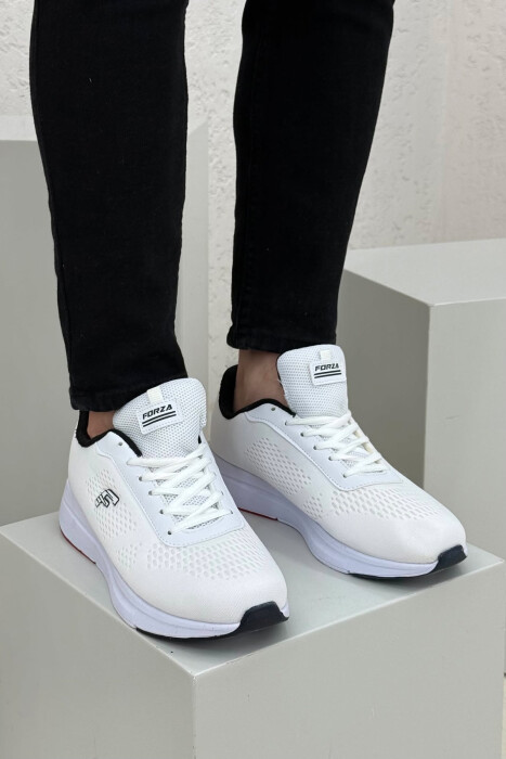 PLATFORM LACING SIMPLE MEN SNEAKERS WHITE-E BARDHE - KLAUDIO FASHION