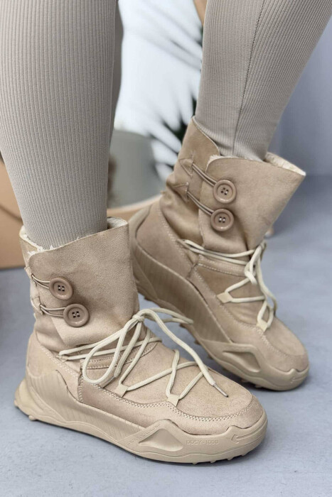 PLATFORM LACING WOMAN BOOTS LIGHT BEIGE/BZHZB - 1
