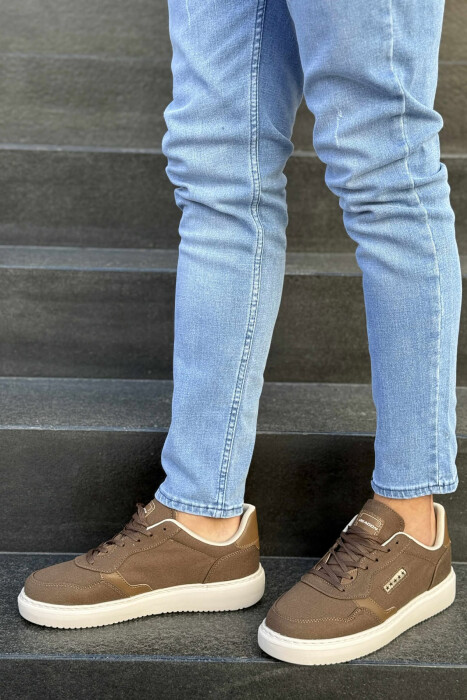 PLATFORM STARS DESIGNED SIMPLE MEN SNEAKERS BEIGE+BROWN/BEZHE+KAFE 