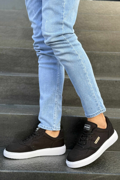 PLATFORM STARS DESIGNED SIMPLE MEN SNEAKERS BLACK-WHITE/ZEBA 