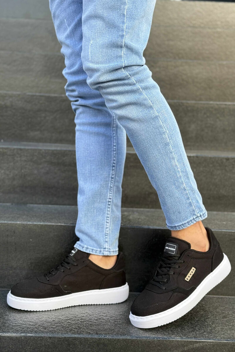 PLATFORM STARS DESIGNED SIMPLE MEN SNEAKERS BLACK-WHITE/ZEBA - 1