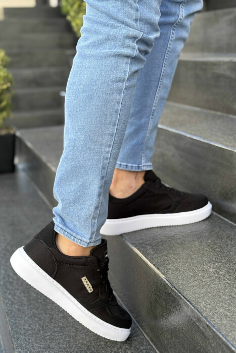 PLATFORM STARS DESIGNED SIMPLE MEN SNEAKERS BLACK-WHITE/ZEBA - 2