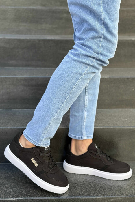 PLATFORM STARS DESIGNED SIMPLE MEN SNEAKERS BLACK-WHITE/ZEBA - 3