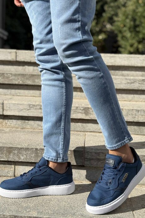 PLATFORM STARS DESIGNED SIMPLE MEN SNEAKERS BLUE-WHITE/BLBA 