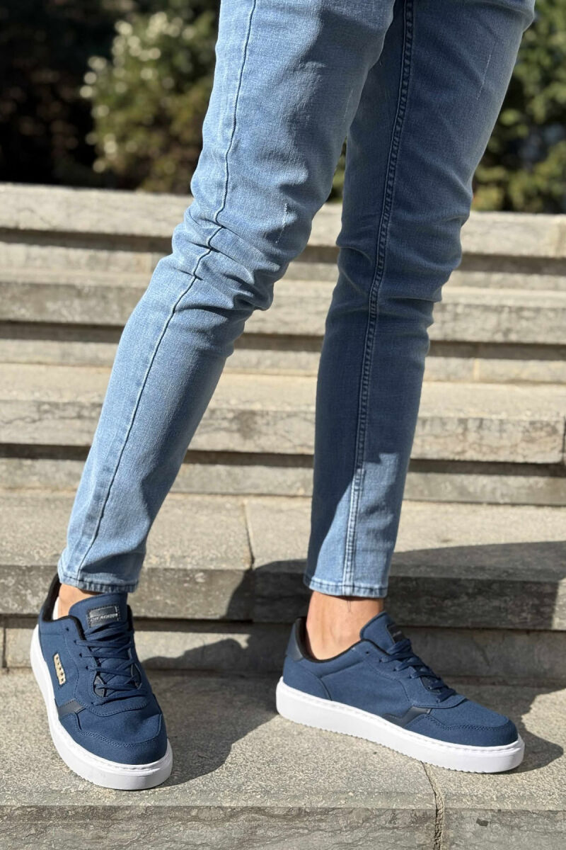 PLATFORM STARS DESIGNED SIMPLE MEN SNEAKERS BLUE-WHITE/BLBA - 4