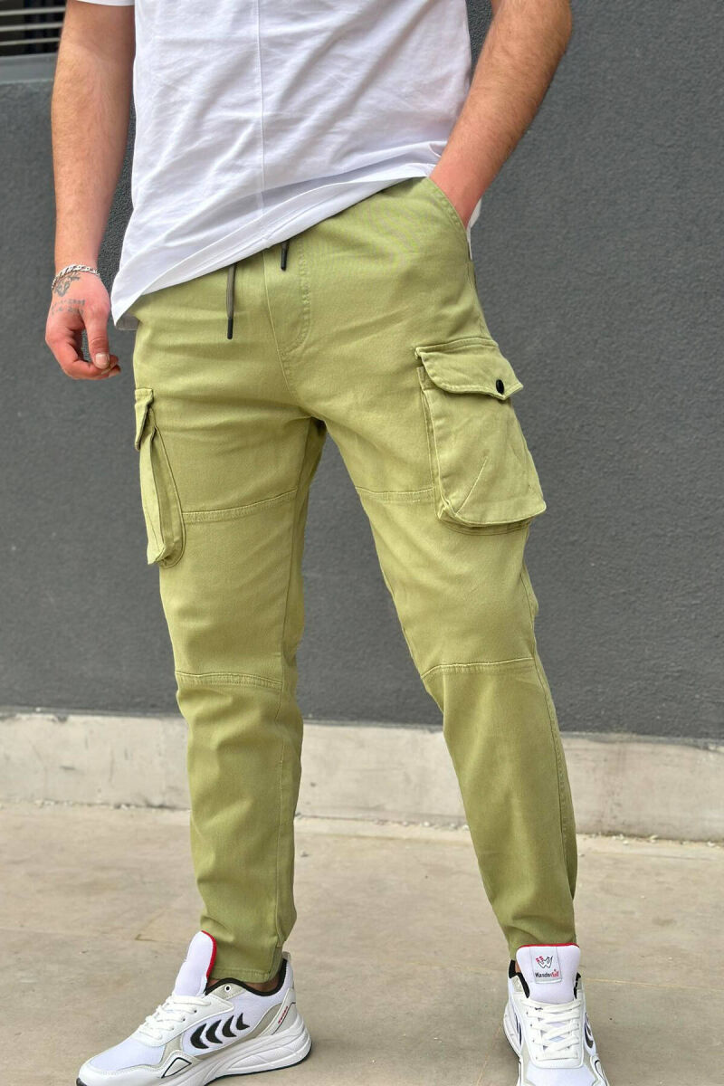 POCKET MEN CARGO PANTS LIGHT GREEN/JEZB - 1