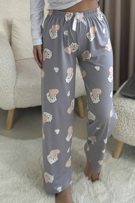 POLAR BEAR DESIGN BOW DETAIL WOMEN JOGGERS GREY/GRI - 3