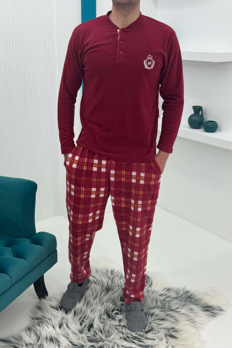 POLAR SWEATSHIRT+ SWEATPANTS MEN PYJAMAS BURGUNDY/VISHNJE - 3