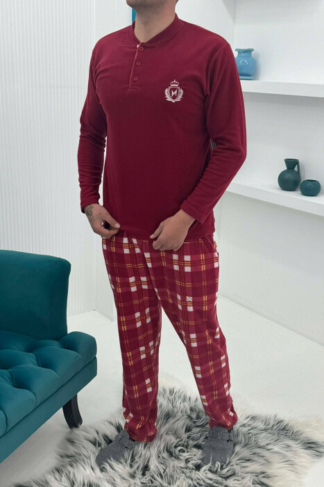 POLAR SWEATSHIRT+ SWEATPANTS MEN PYJAMAS BURGUNDY/VISHNJE - 4