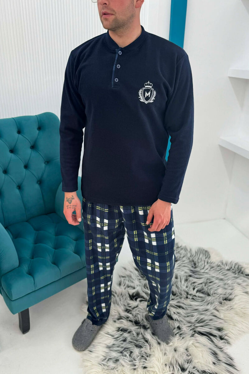 POLAR SWEATSHIRT+ SWEATPANTS MEN PYJAMAS DARK BLUE/BEE - 1