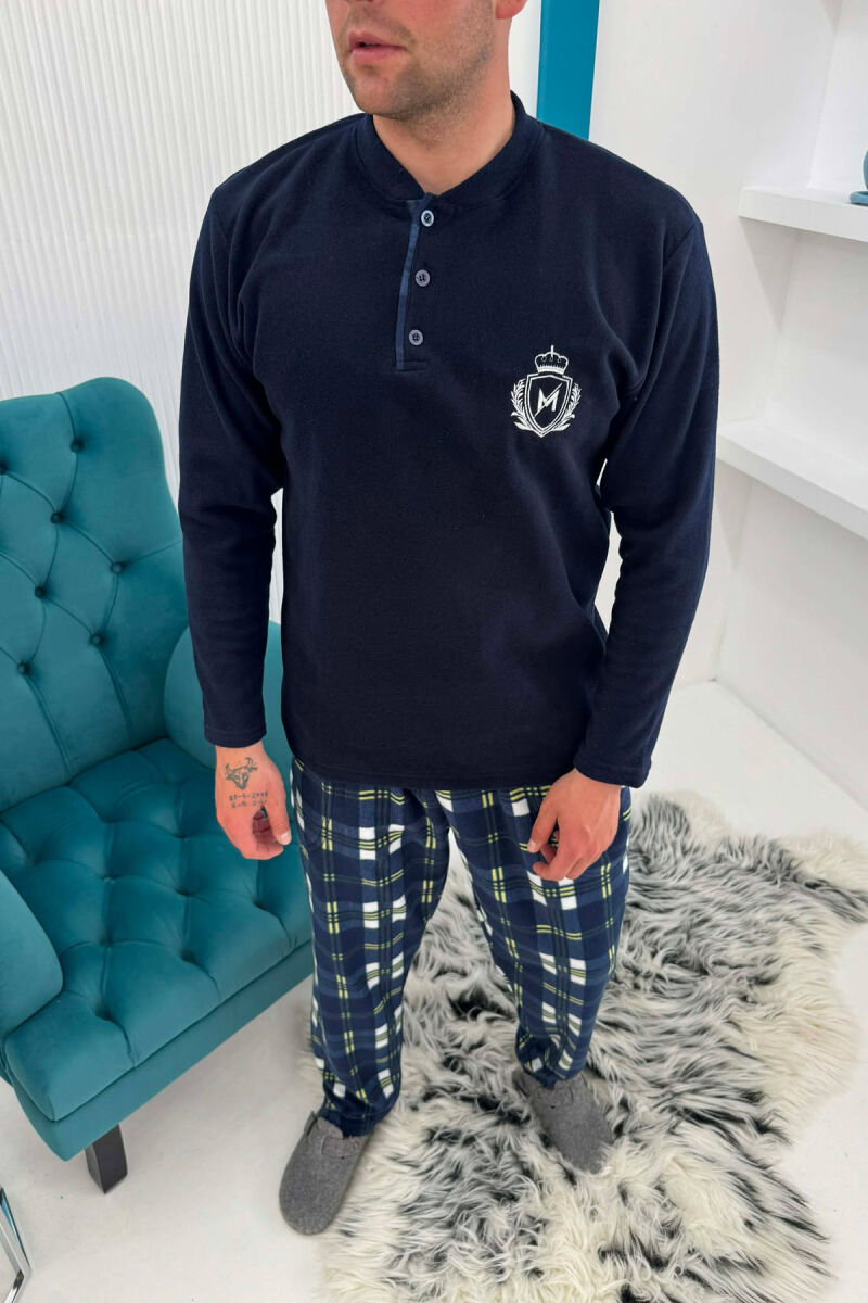 POLAR SWEATSHIRT+ SWEATPANTS MEN PYJAMAS DARK BLUE/BEE - 2