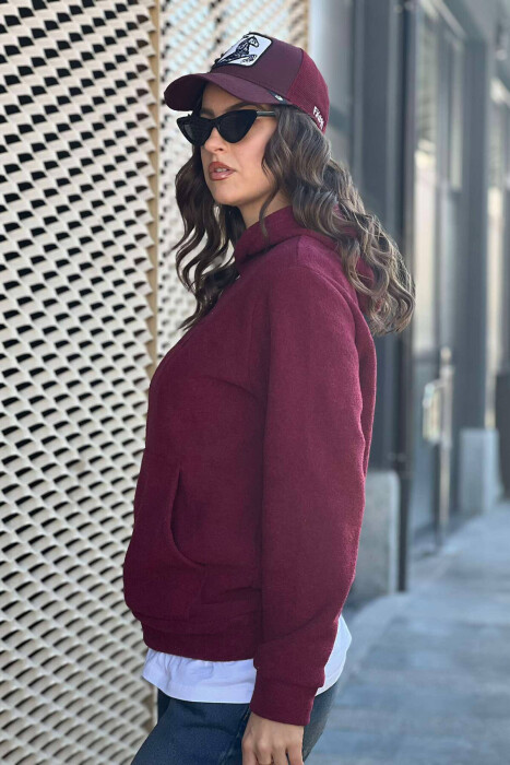 POLAR WRITTINGS WOMEN HOODIE BURGUNDY/VISHNJE - 4