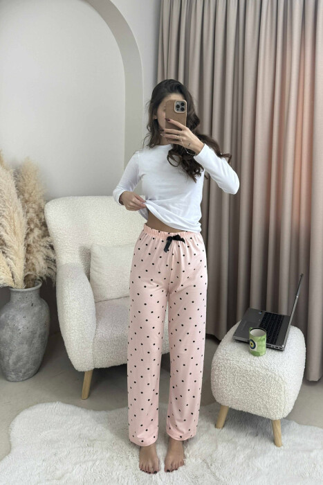 POLKA DOTS BOW DETAIL WOMEN JOGGERS POWDER/PUDER - 2