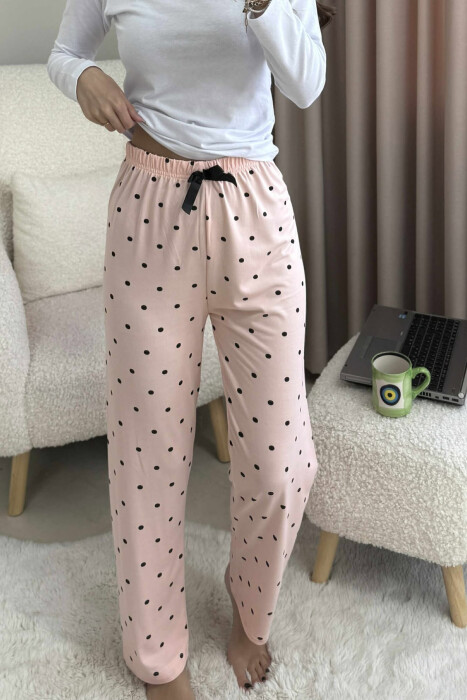 POLKA DOTS BOW DETAIL WOMEN JOGGERS POWDER/PUDER - 3