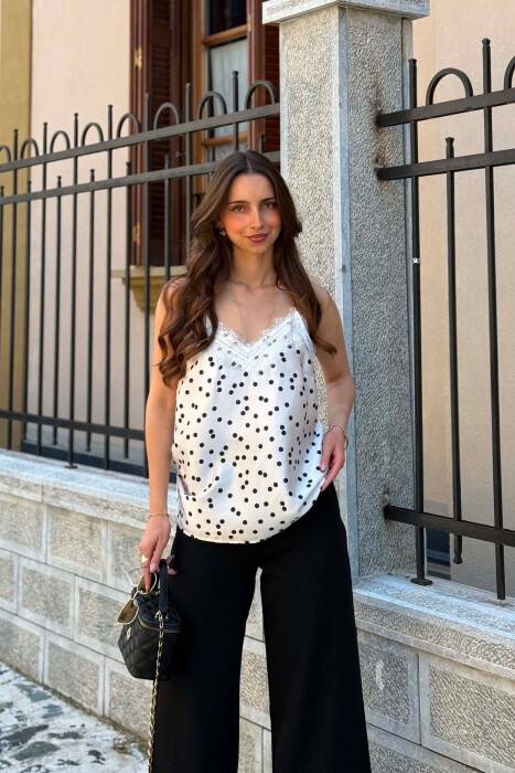 KANATJERE ME DIZAJN POLKA DOTS PER FEMRA NE NGJYRE KREM - KLAUDIO FASHION
