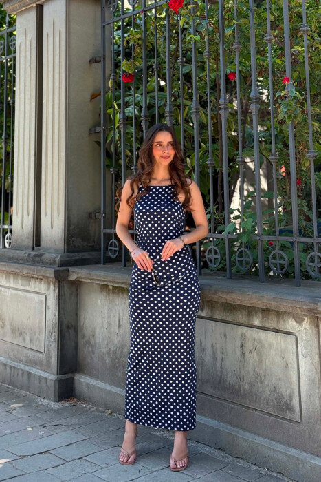 POLKA DOTS THIN STRAPS WOMAN DRESS BLUE/BLU - KLAUDIO FASHION