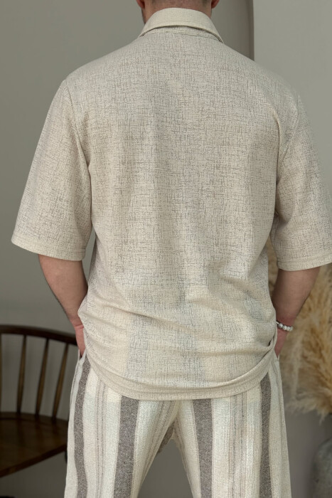 POLO NECK BUTTONED MEN SHIRT BEIGE/BEZHE - 3