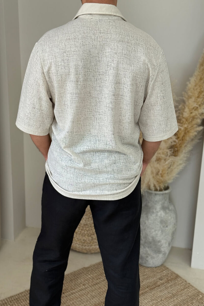 POLO NECK BUTTONED MEN SHIRT CREAM/KREM - 3