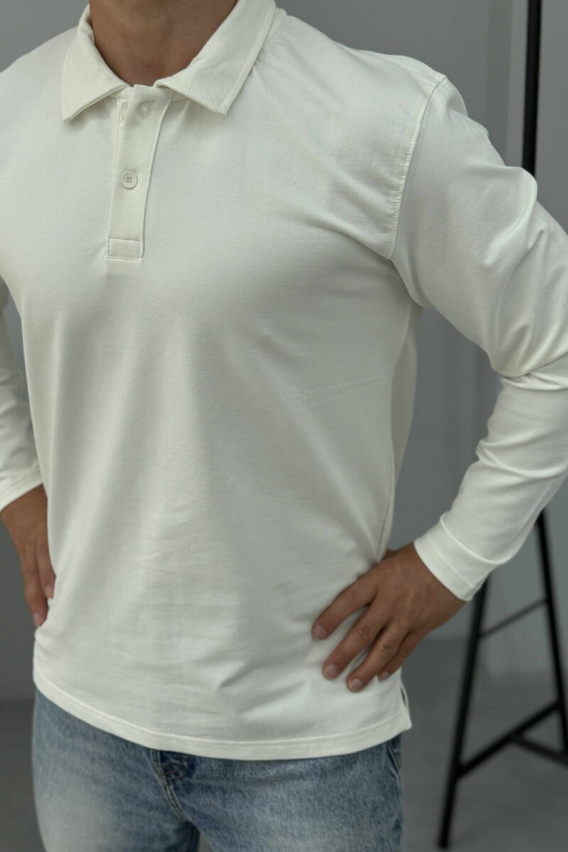 POLO NECK BUTTONS SIMPLE MEN SWEATSHIRT WHITE-E BARDHE - 2