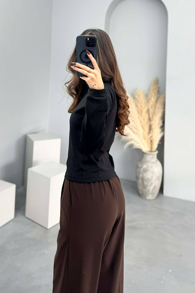 POLO NECK BUTTONS WOMEN SWEATSHIRT BLACK/ E ZEZE - 4