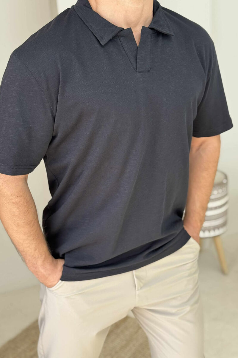 POLO NECK SIMPLE MEN T-SHIRT BLACK/ E ZEZE - 3