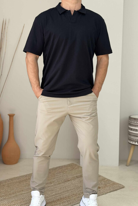 POLO NECK SIMPLE MEN T-SHIRT BLACK/ E ZEZE 