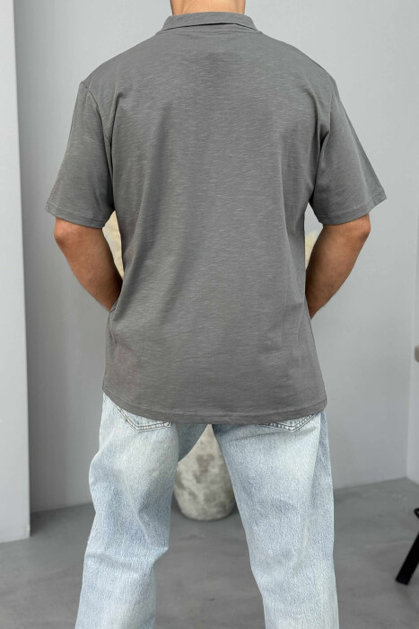 POLO NECK SIMPLE MEN T-SHIRT GREY/GRI - 4