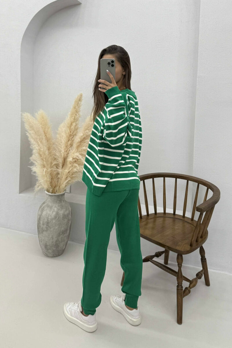 POLO NECK SWEATER+TROUSERS KNIT WOMEN SET GREEN/JESHILE - 4