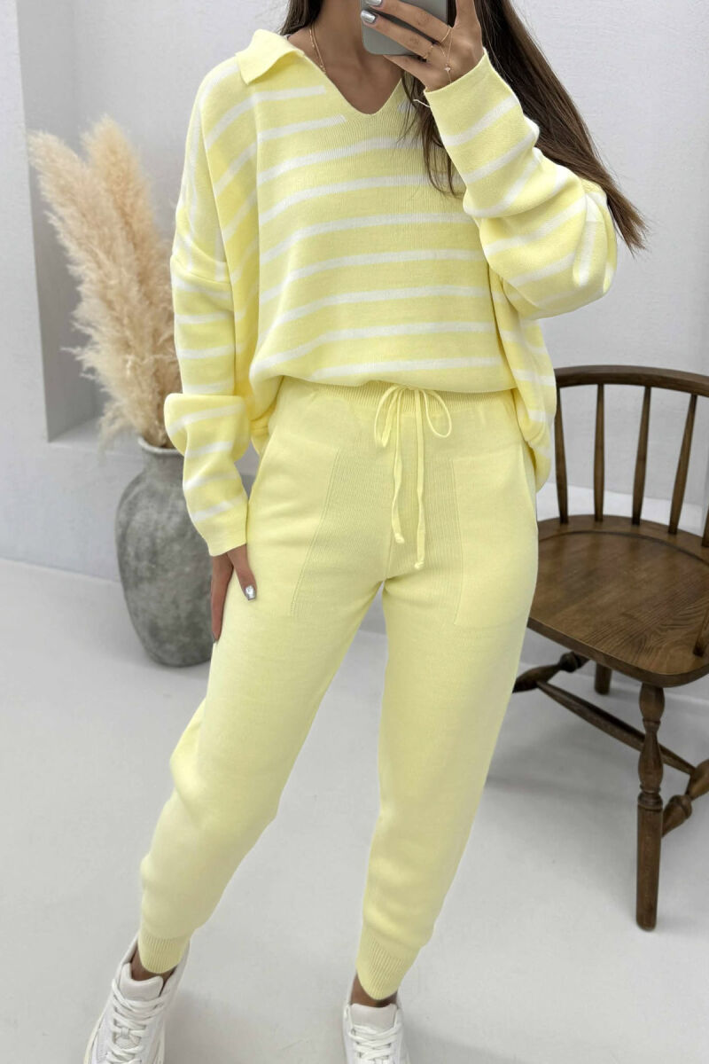POLO NECK SWEATER+TROUSERS KNIT WOMEN SET YELLOW/E VERDHE - 4