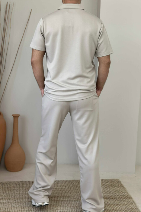 POLO NECK T-SHIRT+SWEATPANTS SIMPLE MEN SET BEIGE/BEZHE - 2