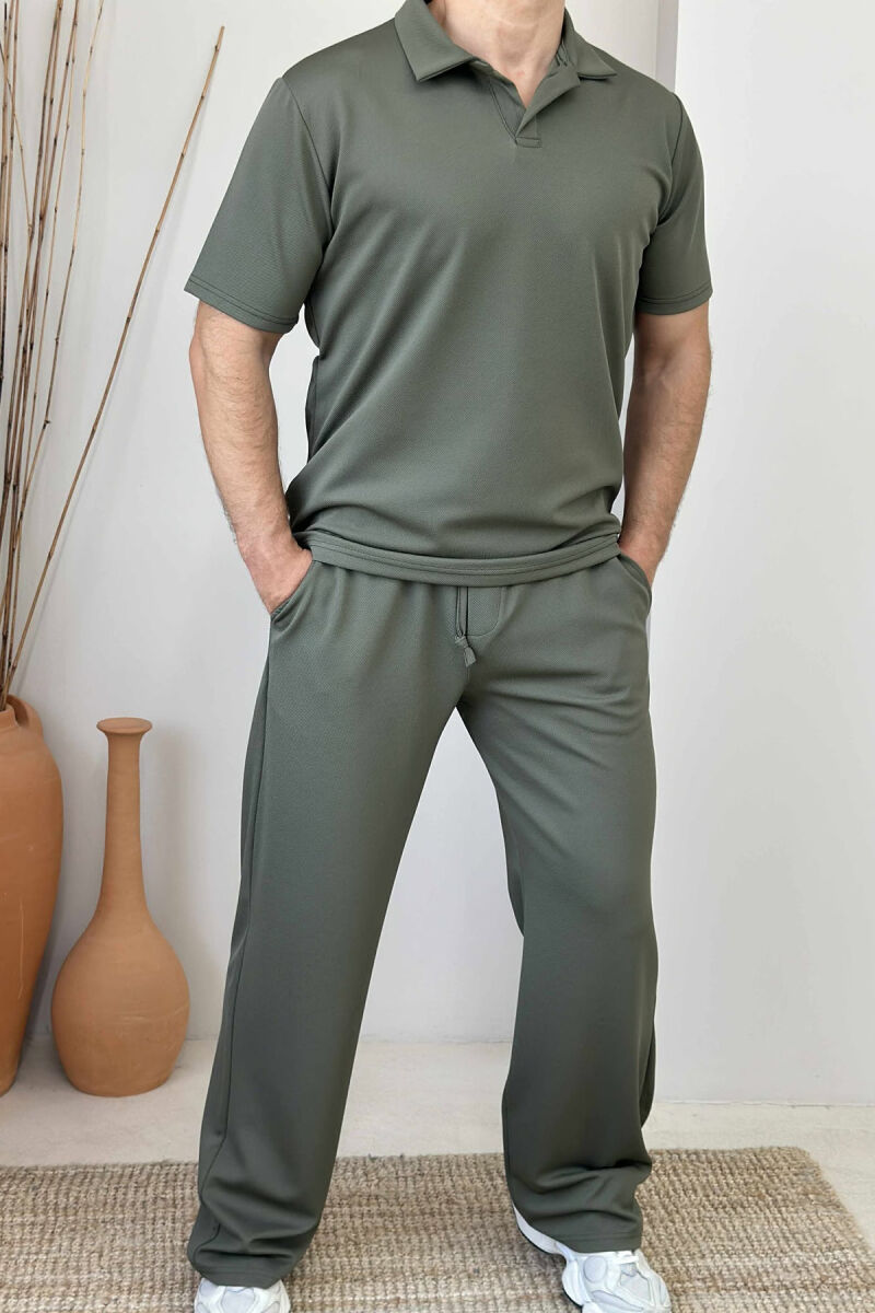 POLO NECK T-SHIRT+SWEATPANTS SIMPLE MEN SET GREEN/JESHILE - 1