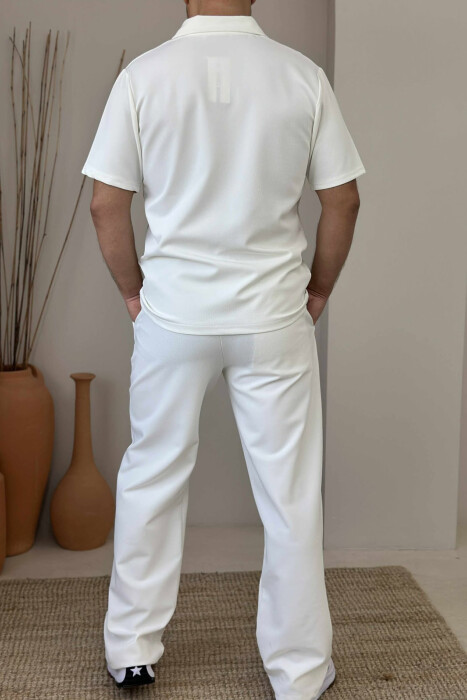 POLO NECK T-SHIRT+SWEATPANTS SIMPLE MEN SET WHITE-E BARDHE - 3