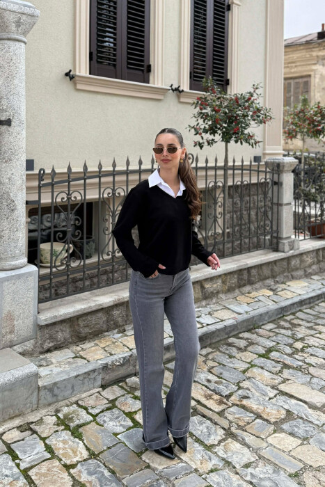 POLO NECK WOMAN SWEATSHIRT BLACK/ E ZEZE - 2