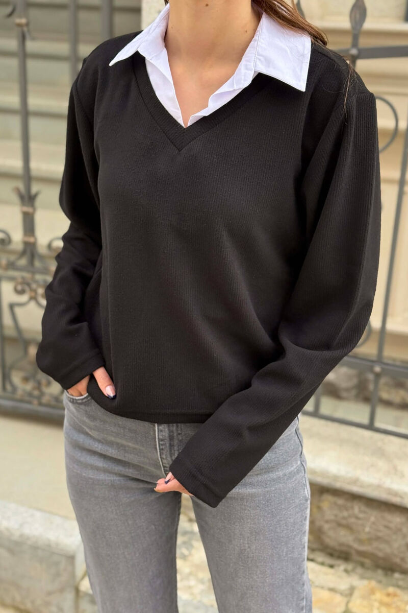 POLO NECK WOMAN SWEATSHIRT BLACK/ E ZEZE - 4