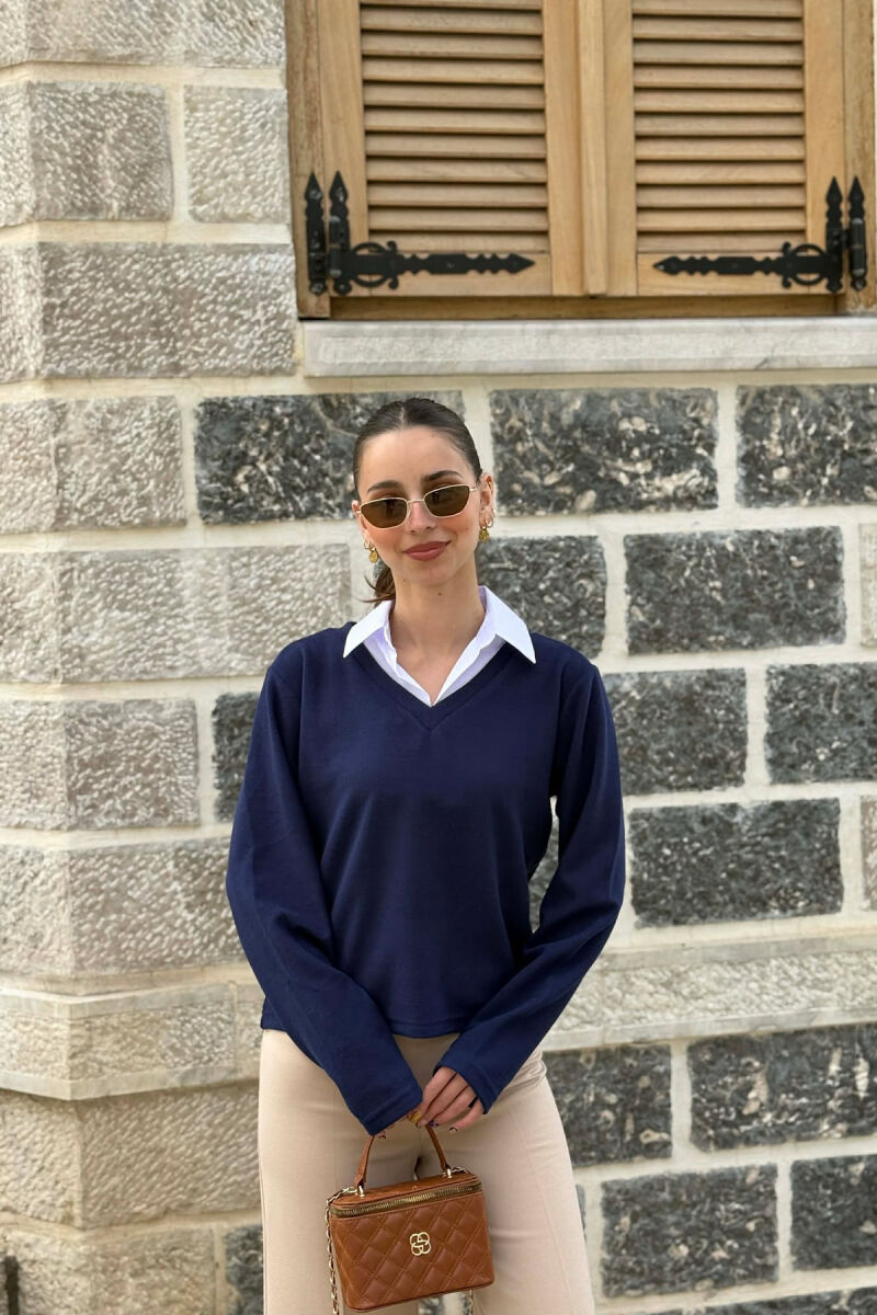 POLO NECK WOMAN SWEATSHIRT BLUE/BLU - 1