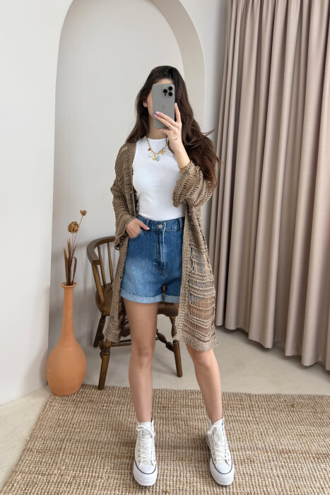 PULOVËR E THURRUR PËR FEMRA NË NGJYRËN KAFE - 2