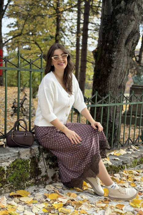 PULOVËR ME MËNGË TË SHKURTRA DHE KOPSA ME DETAJIN E YLLIT TË DETIT PËR FEMRA NË NGJYRË TË BARDHË - 3