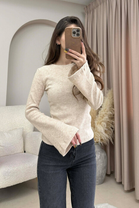 PULOVER NJE NJGYRESHE PER FEMRA NE NGJYRE BEZHE - 3