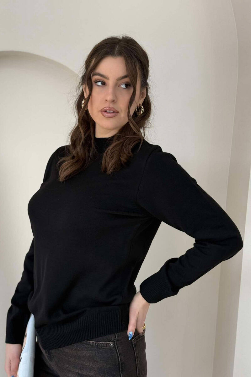 PULOVËR NJË NGJYRËSHE PËR FEMRA NË NGJYRËN E ZEZË - 4