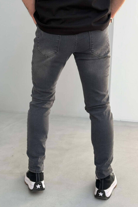 REGULAR FIT ONE COLOR ELASTIC MEN JEANS GREY/GRI - 3
