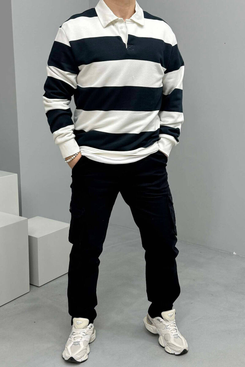 REGULAR ONE COLOR CARGO MEN PANTS DARK BLUE/BEE - 1