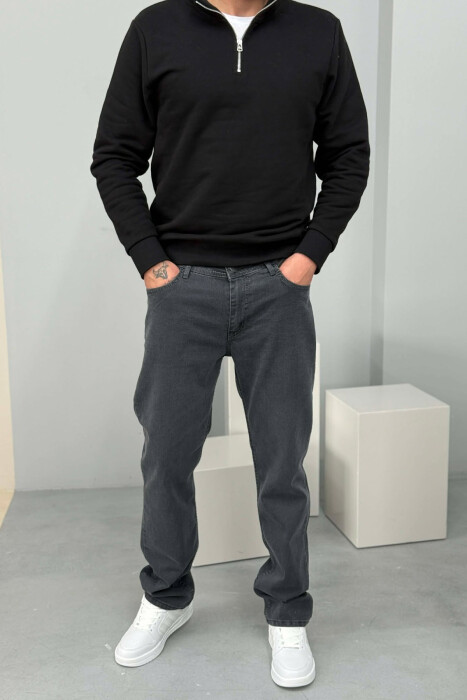 REGULAR ONE COLOR MEN JEANS DARK GREY/GEE - 1