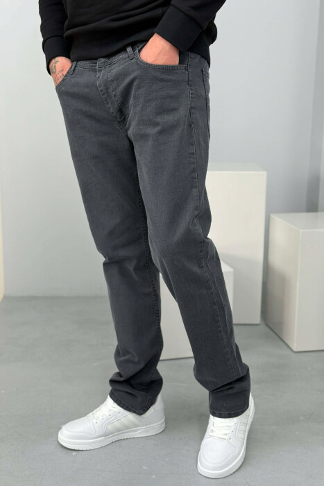 REGULAR ONE COLOR MEN JEANS DARK GREY/GEE - 3