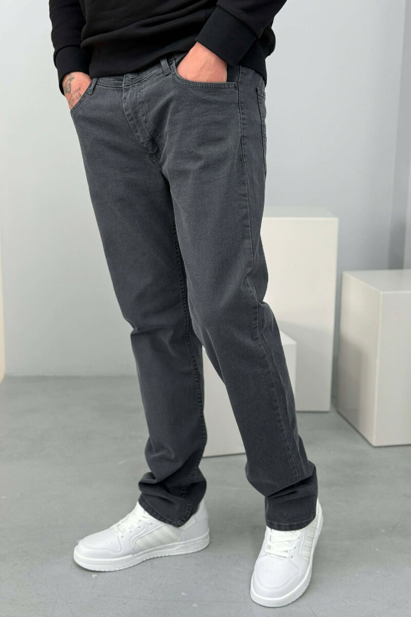 REGULAR ONE COLOR MEN JEANS DARK GREY/GEE - 3